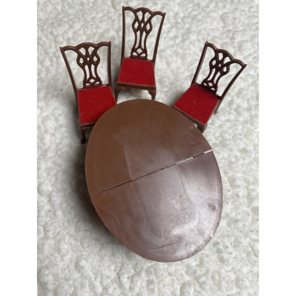 RARE Vintage Louis Marx Little Hostess Brown Dining Room Chairs ~ 1960's